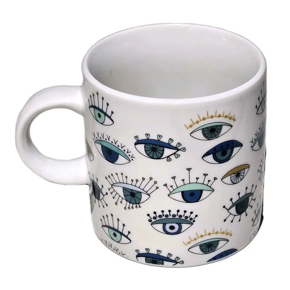 Evil Eye Coffee Mug Tea Latte Cup Ritual Insight Boho Hamsa Protection